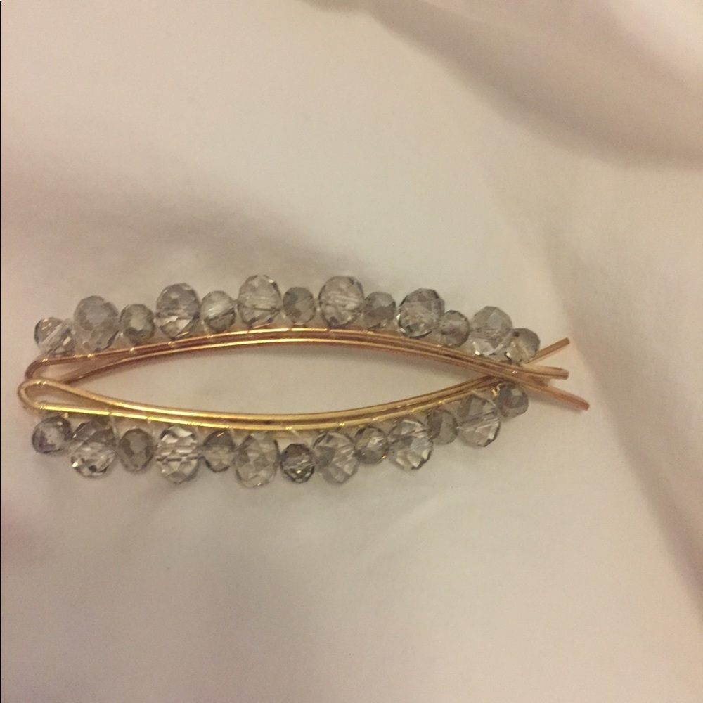 Crystal hair clips- grey